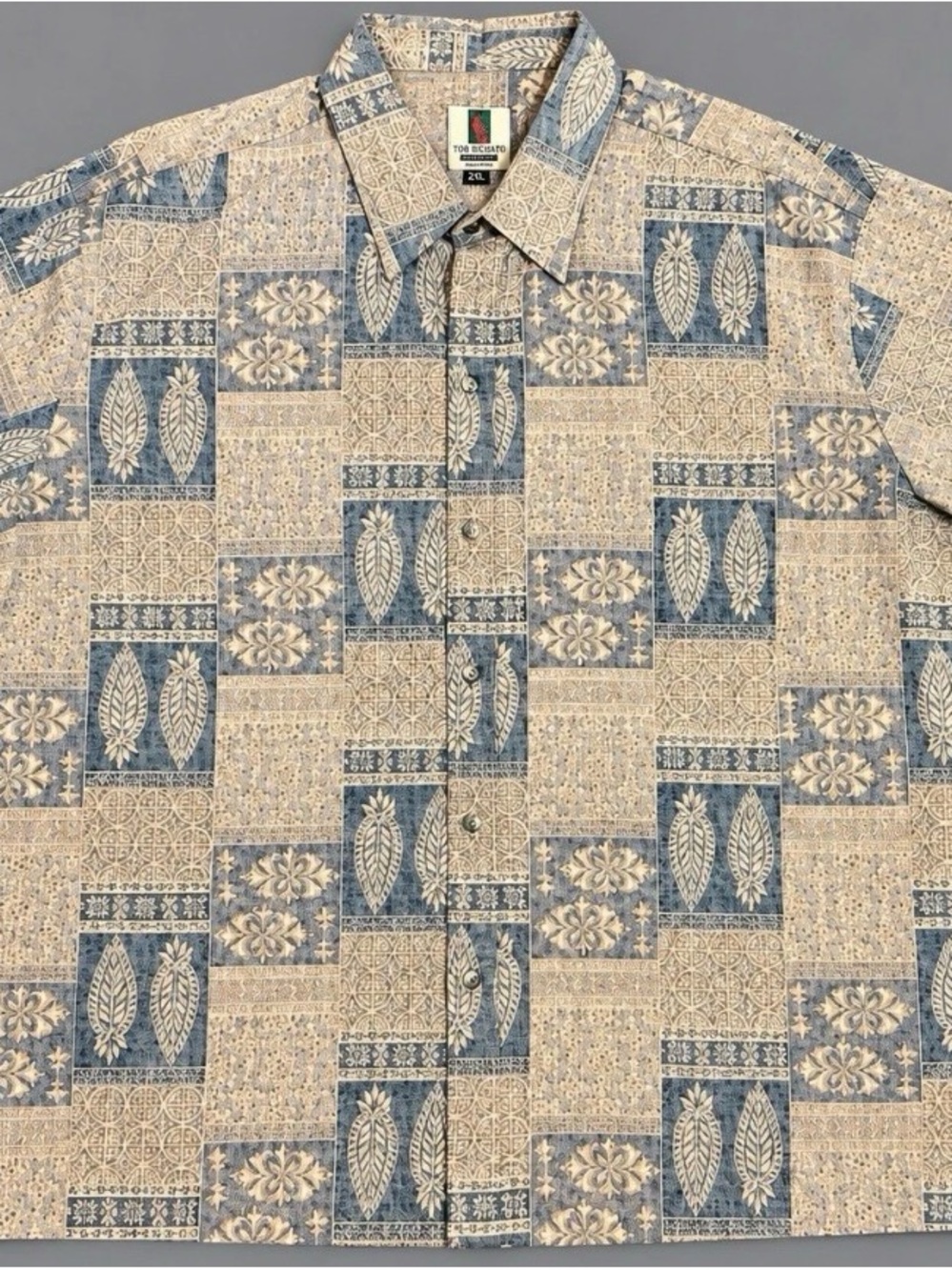 Tori Richard Blue & Cream Patchwork Print Button-Down Shirt